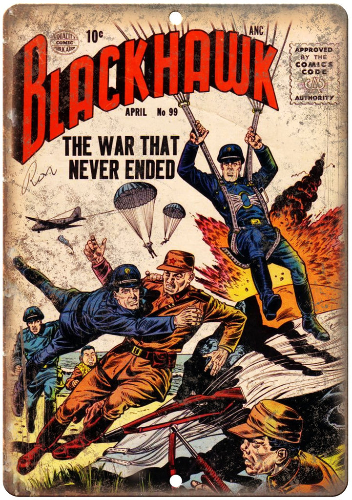 BlackHawk Comic No 99 Cover Book Vintage Metal Sign