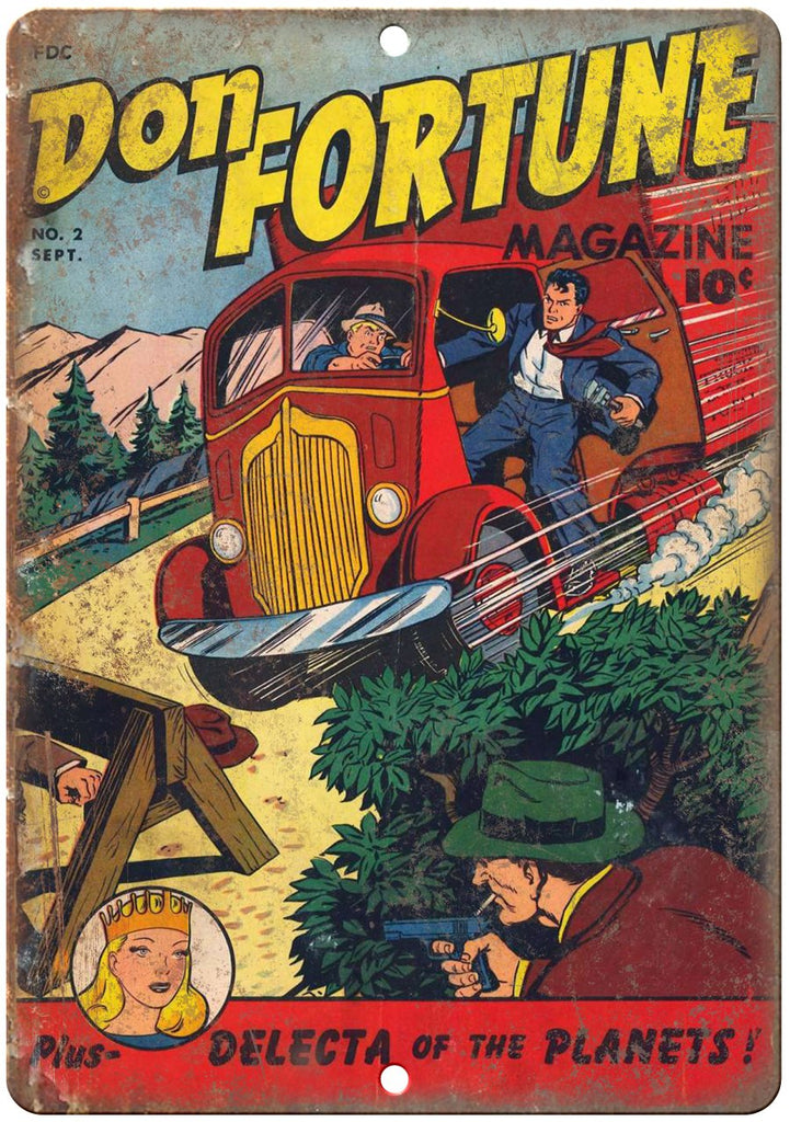 Don Fortune Comic No 2 Comic Cover Metal Sign
