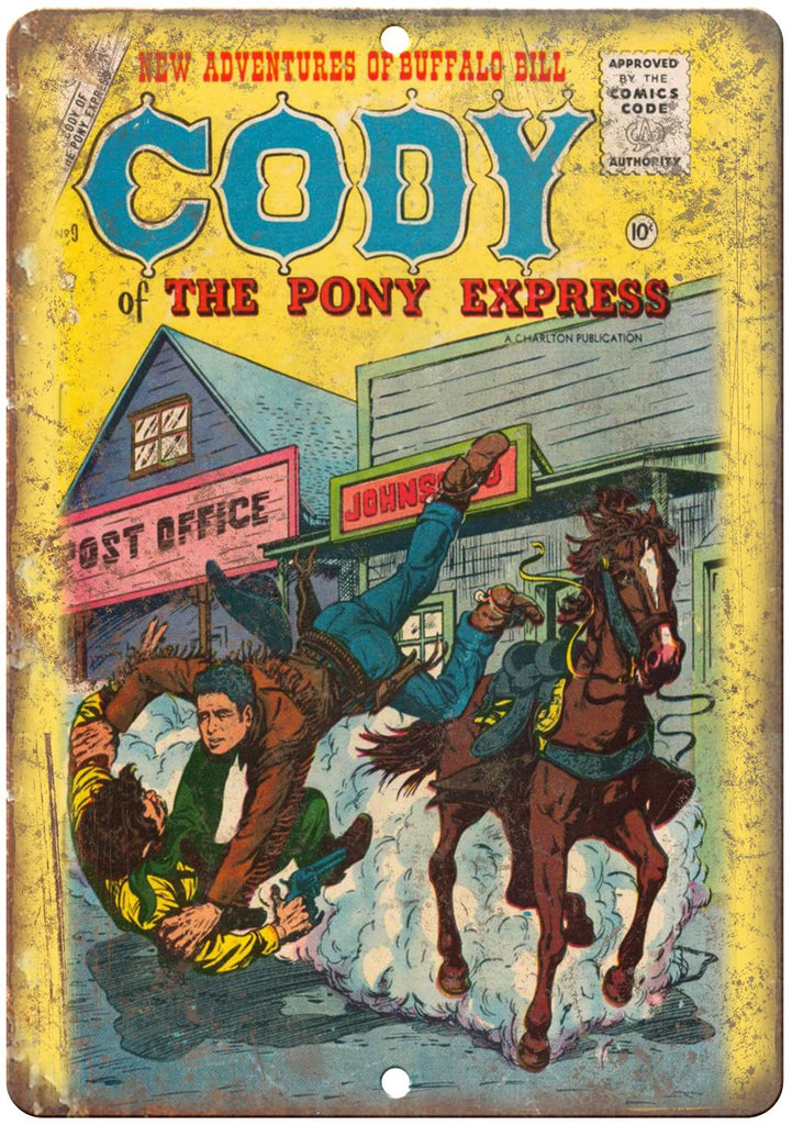 Cody Of The Pony Express Comic No 9 Cover Metal Sign