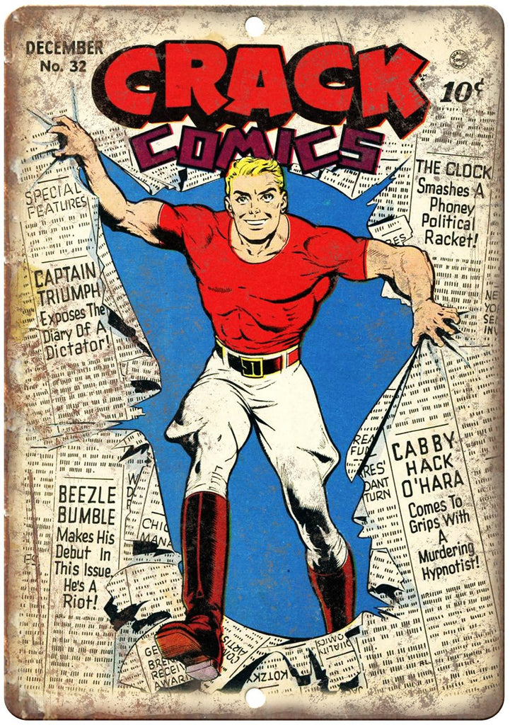 Crack Comics No 32 Book Cover Vintage Ad Metal Sign