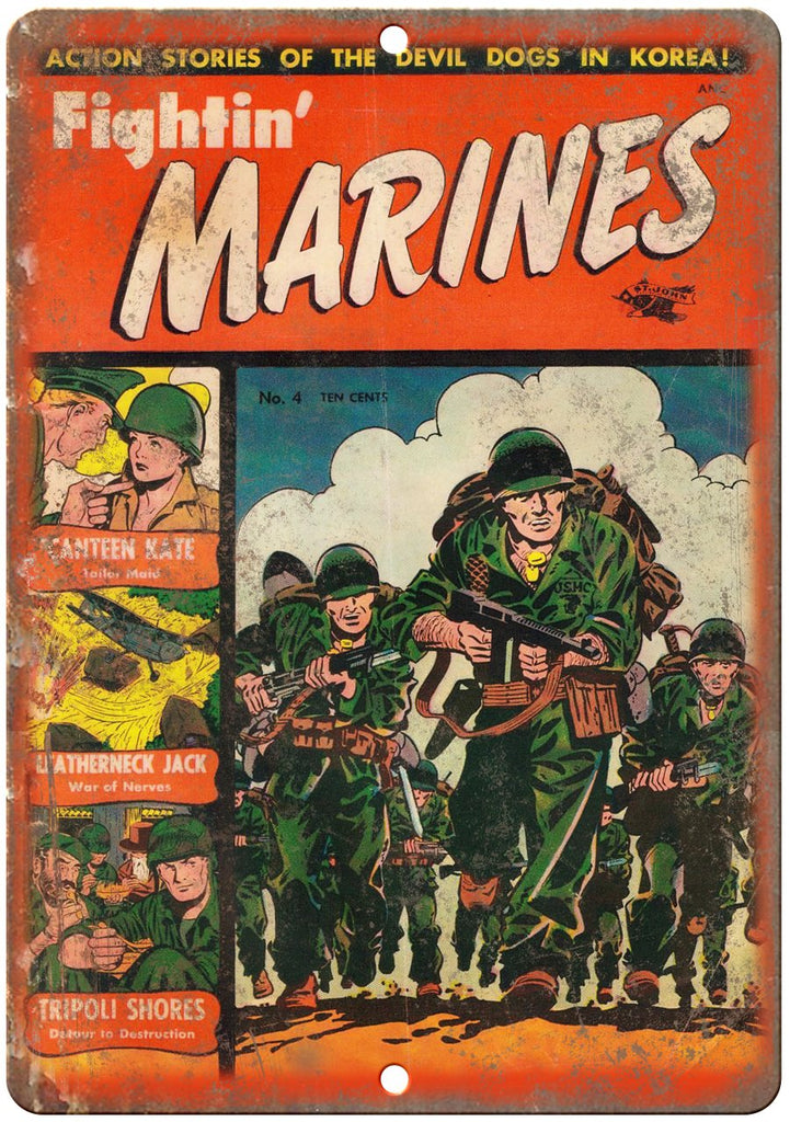 Fightin' Marines No 4 Comic Book Cover Ad Metal Sign