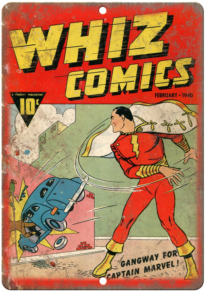 Whiz Comics Book Cover Vintage Art Metal Sign