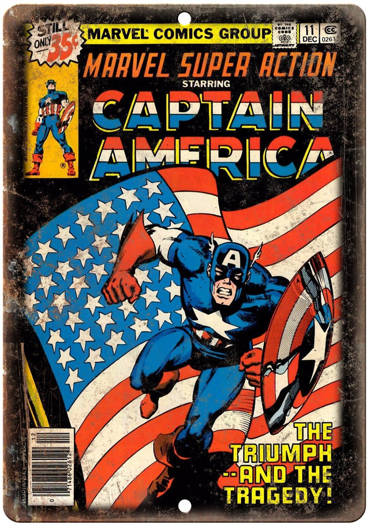 Marvel Captain America Comic Book Cover Metal Sign
