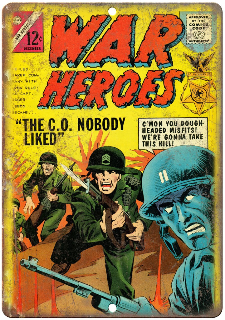 War Heroes Comic Book December Cover Art  Metal Sign