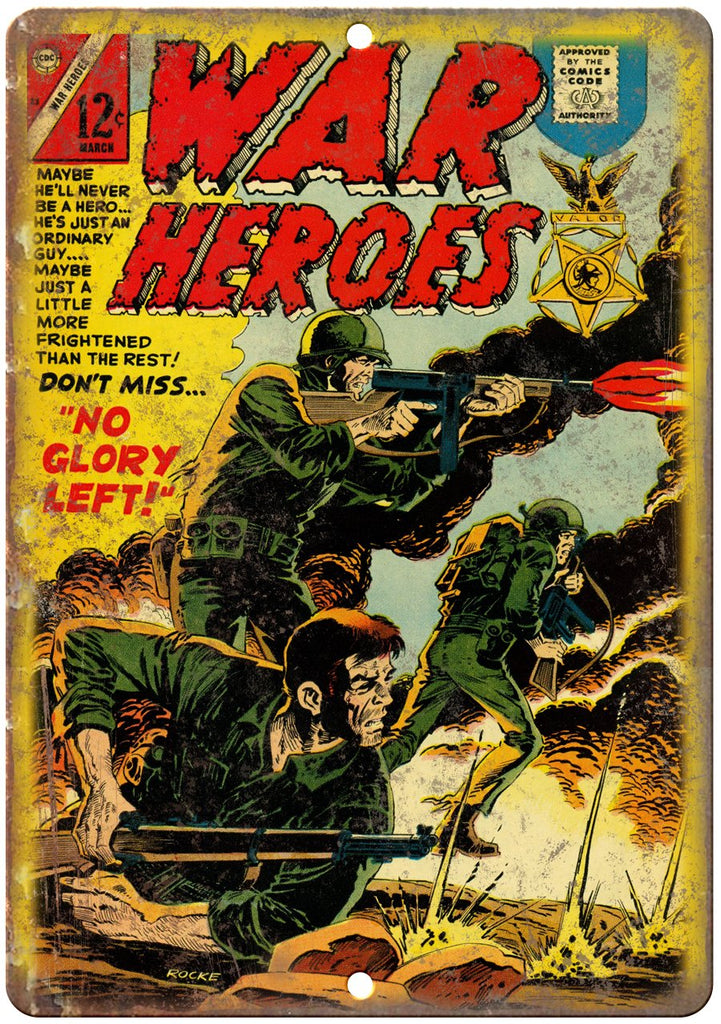 War Heroes Comic Book March Cover Art Metal Sign