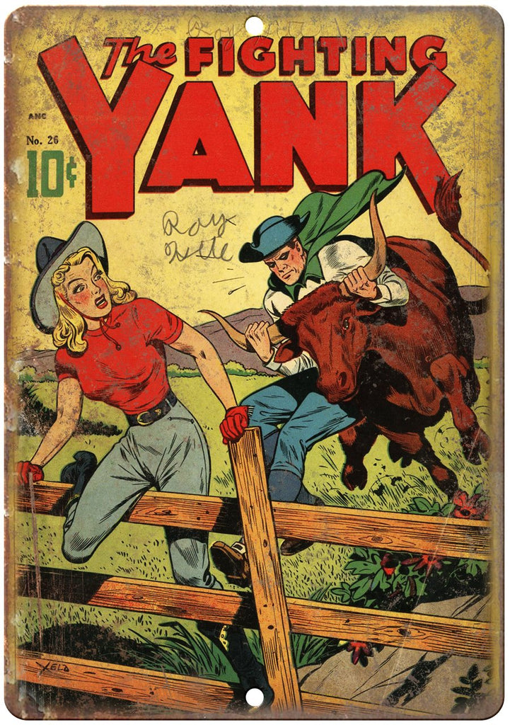 The Fighting Yank No 26 Comic Book Cover Metal Sign