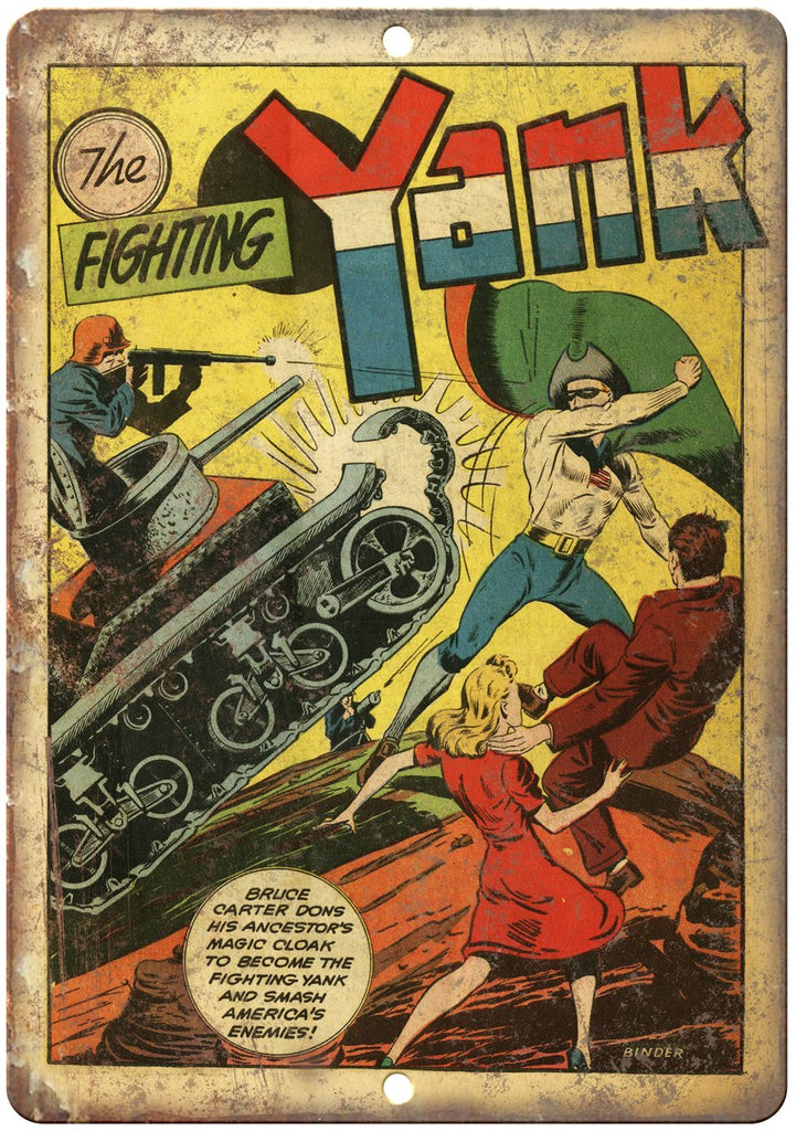 The Fighting Yank Comic Book Metal Sign