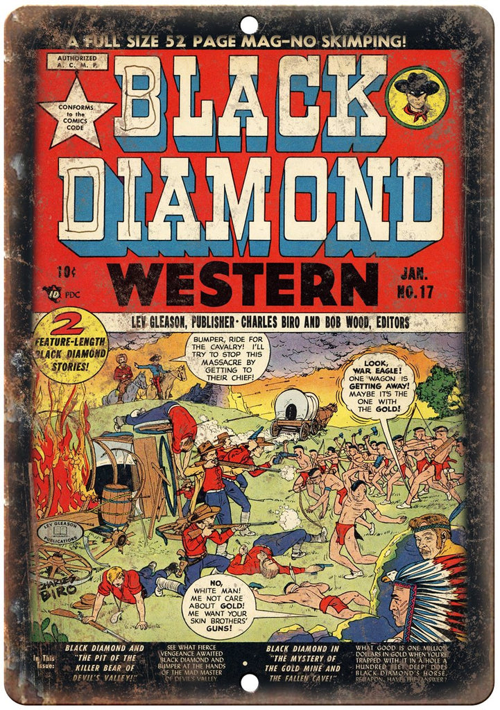 Black Diamond Western No 17 Comic Book  Metal Sign