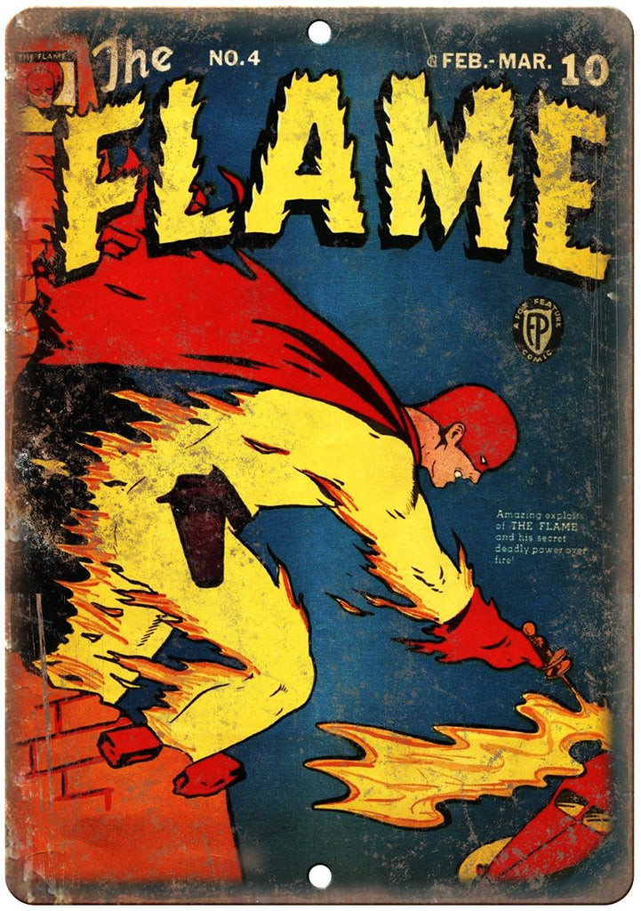 The Flame Comic No 4 Vintage Book Cover Metal Sign