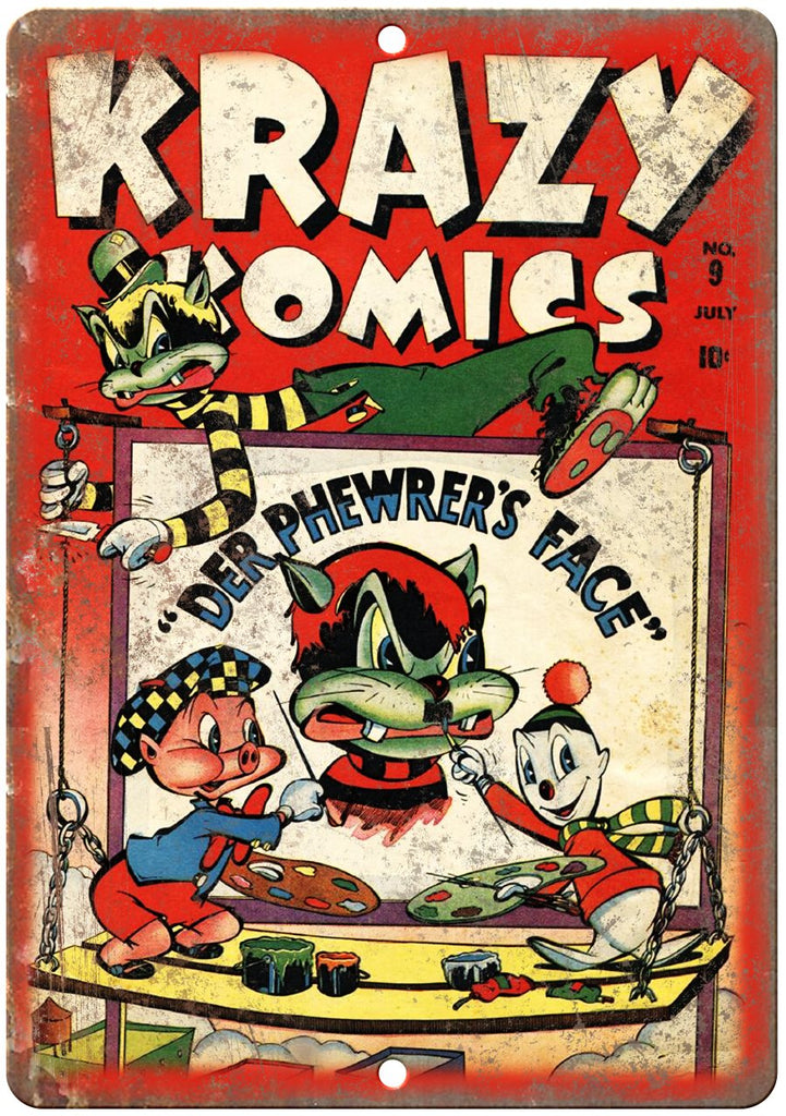 Krazy Komics No 9 Comic Book Cover Art Metal Sign