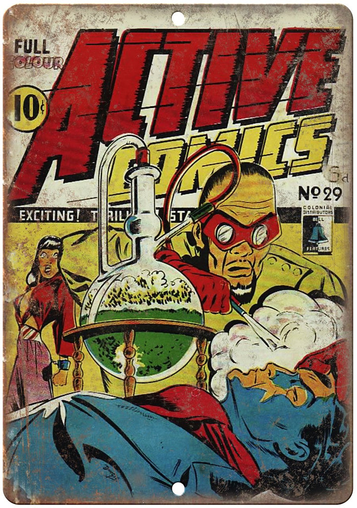Active Comics No 29 Vintage Book Cover Metal Sign