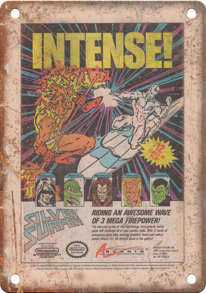 Vintage Comic Book Video Game Ad Metal Sign