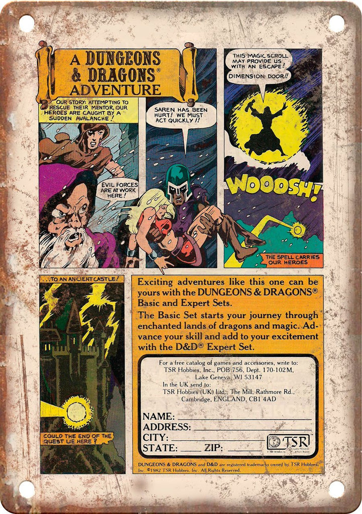 Retro Comic Book Board Game Ad Metal Sign