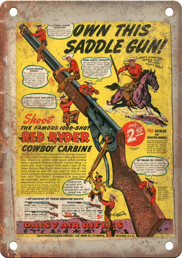 Red Ryder BB Gun Vintage Comic Ad Metal Sign