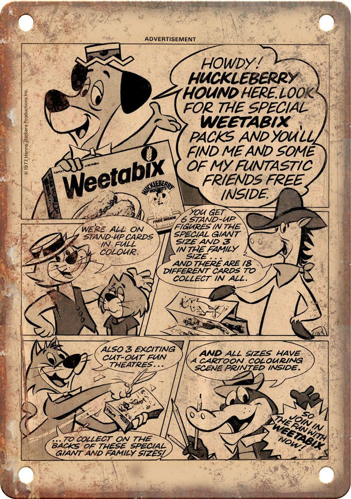 Huckleberry Weetabix Retro Comic Book Ad Metal Sign