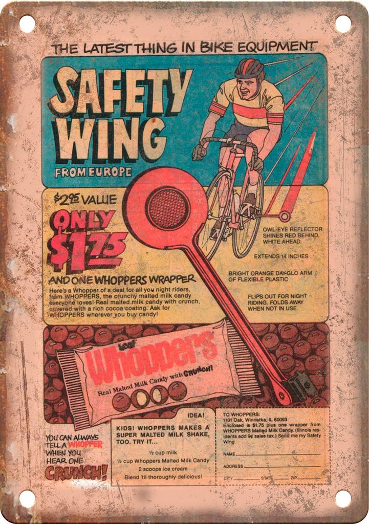 Whoppers Candy Ad Vintage Comic Metal Sign