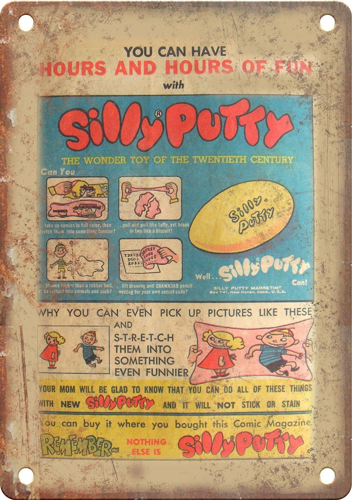 Silly Putty Vintage Comic Book Ad Metal Sign