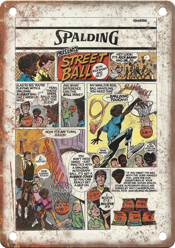 Basketball Vintage Comic Book Ad Metal Sign