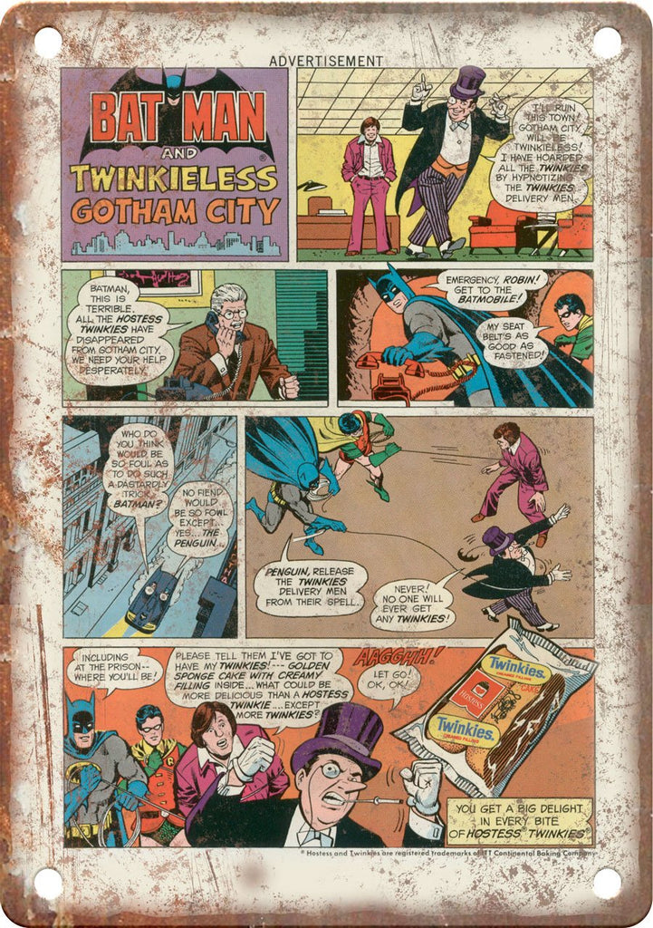 Vintage Twinkie Comic Ad Metal Sign