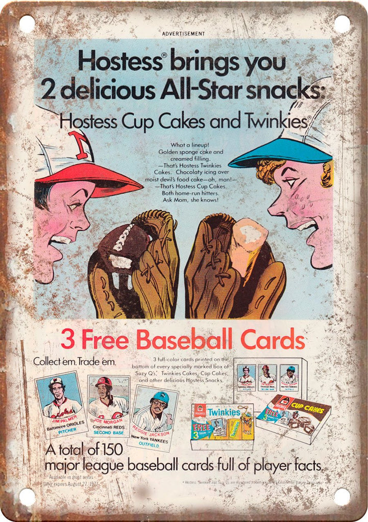 Hostess Baseball Card Vintage Comic Ad Metal Sign
