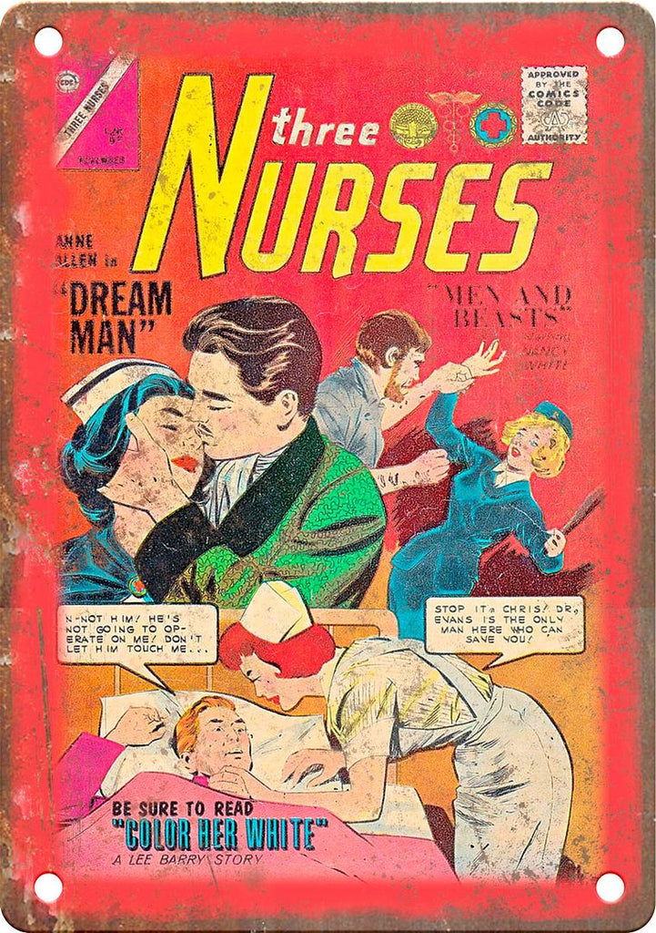 Nurse Golde Age Comic Book Cover Art Metal Sign