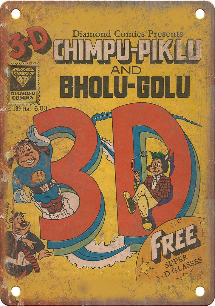 Chimpu-Piklu Bholu-GolU Comic Cover Art Metal Sign