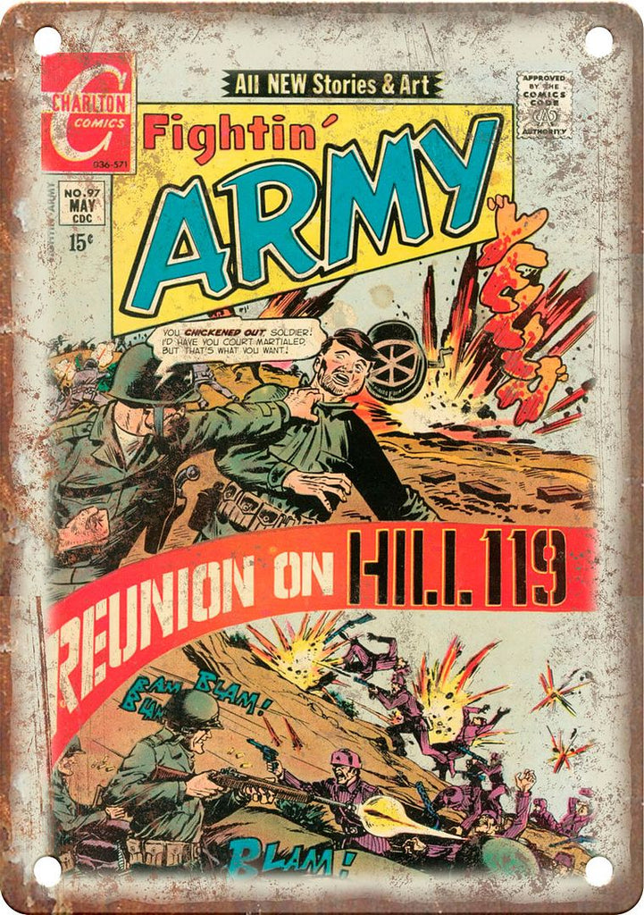 Fightin Army Charlton Comic Art Metal Sign