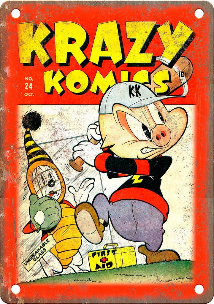 Krazy Komics Vintage Cover Art Metal Sign