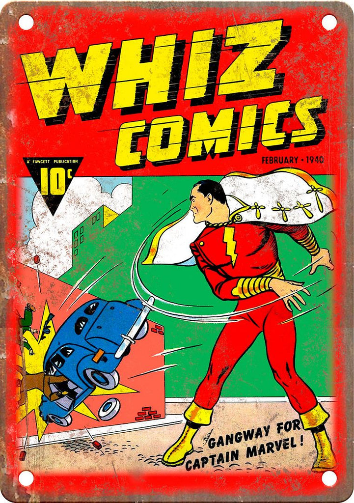 Whiz Comics Golden Age Cover Art Metal Sign