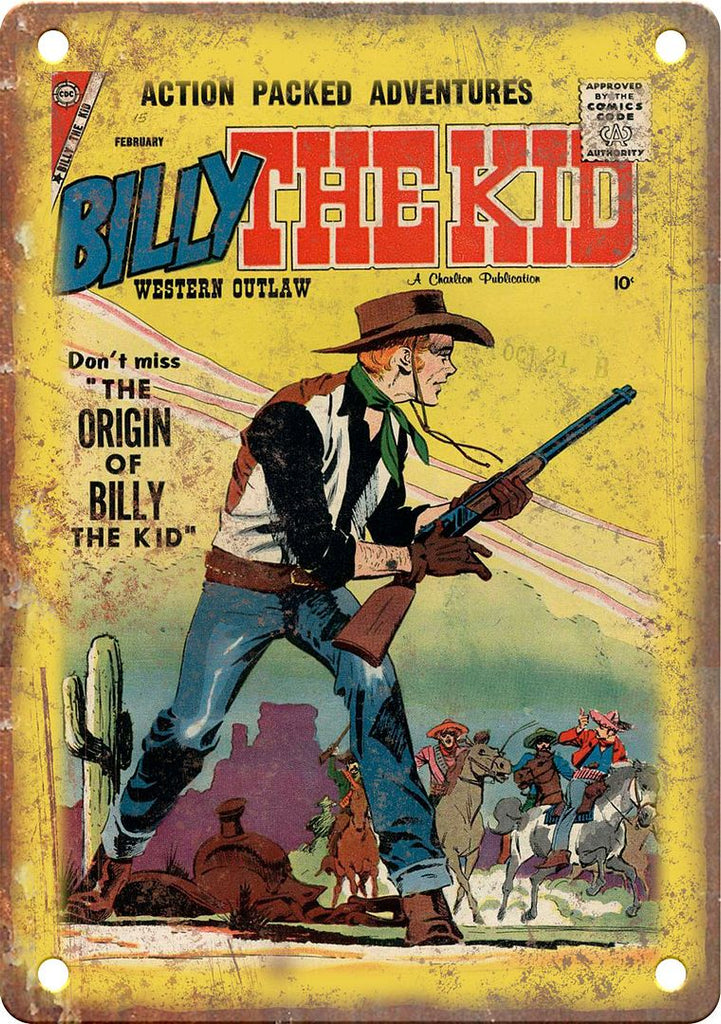Wild West Comic Book Cover Art Metal Sign