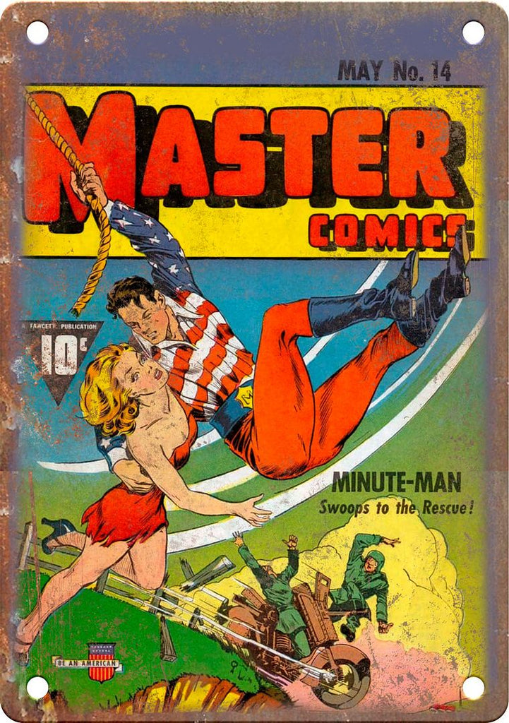 Master Comics No.14 Minute Man Cover Art Metal Sign