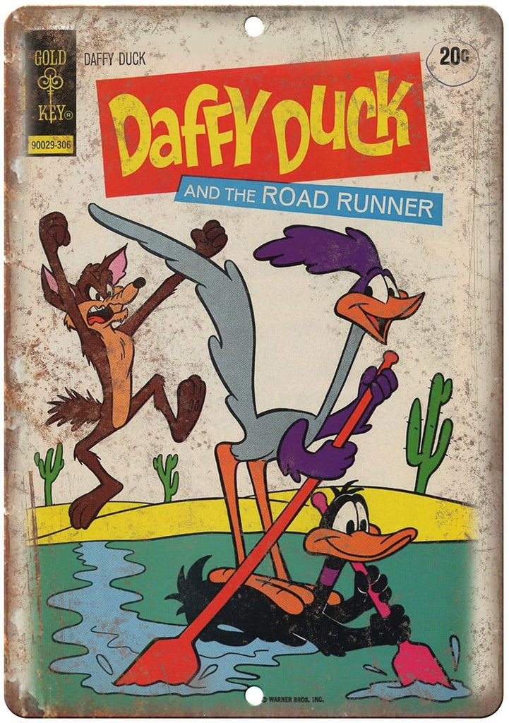 Daffy Duck Road Runner Gold Key Comic Art Metal Sign