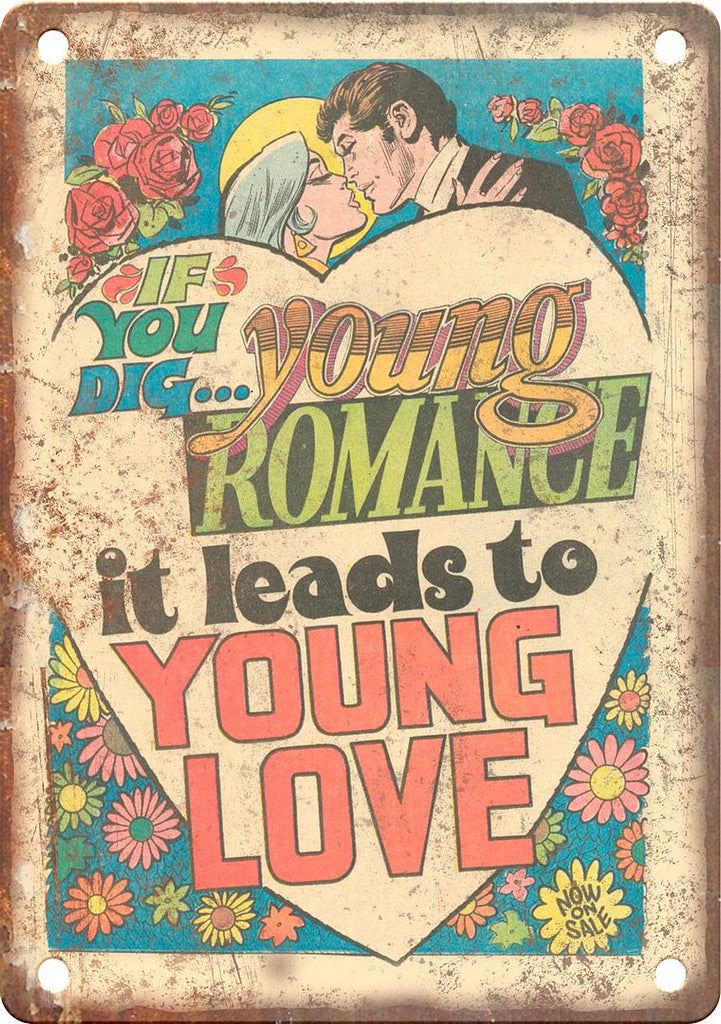Young Romance Comic Book Cover Art Metal Sign