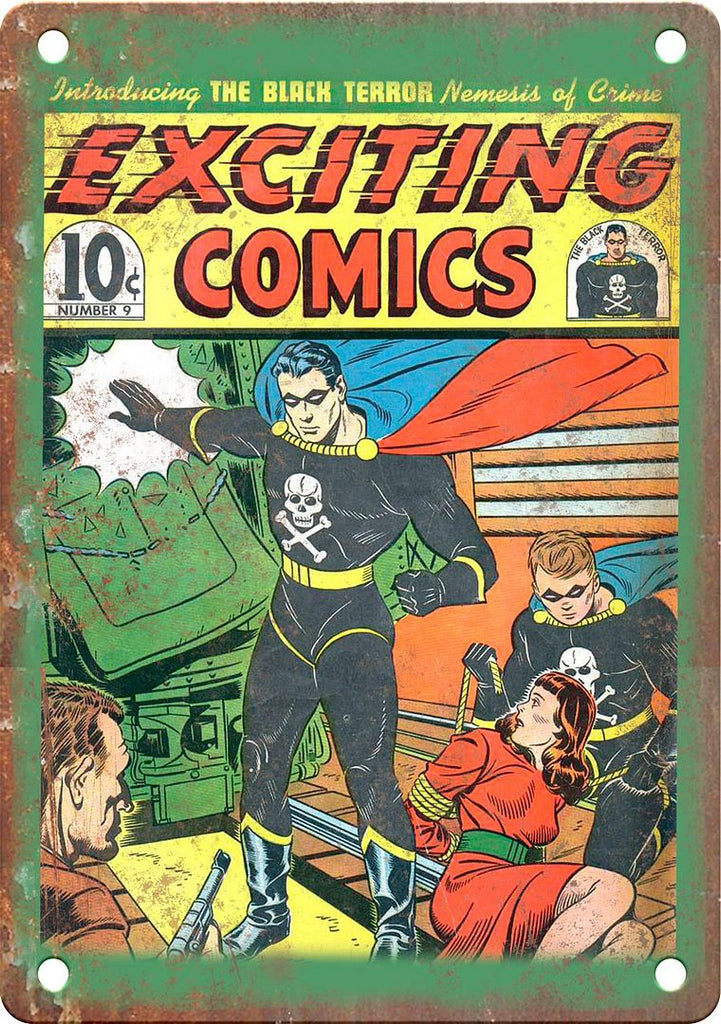 Exciting Comics Vintage Comic Book Art Metal Sign