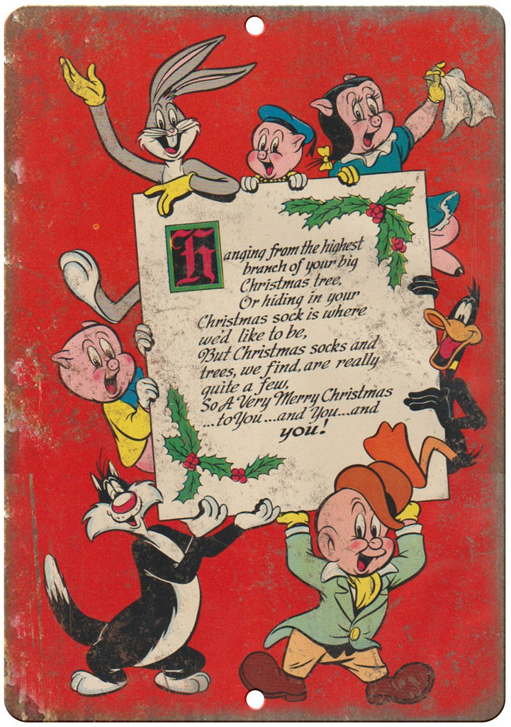 Looney Tunes Christmas Comic Art Metal Sign