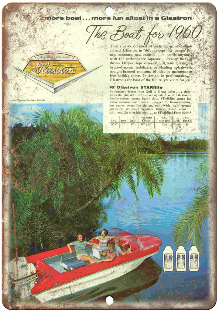 Glastron Boat Vintage Boating Ad Metal Sign