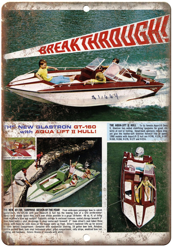 The GT-160 Boating Ad Metal Sign