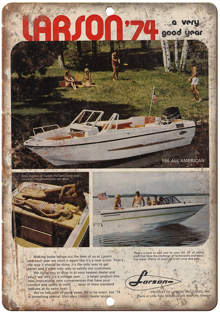 Larson'74 Boating Ad Metal Sign