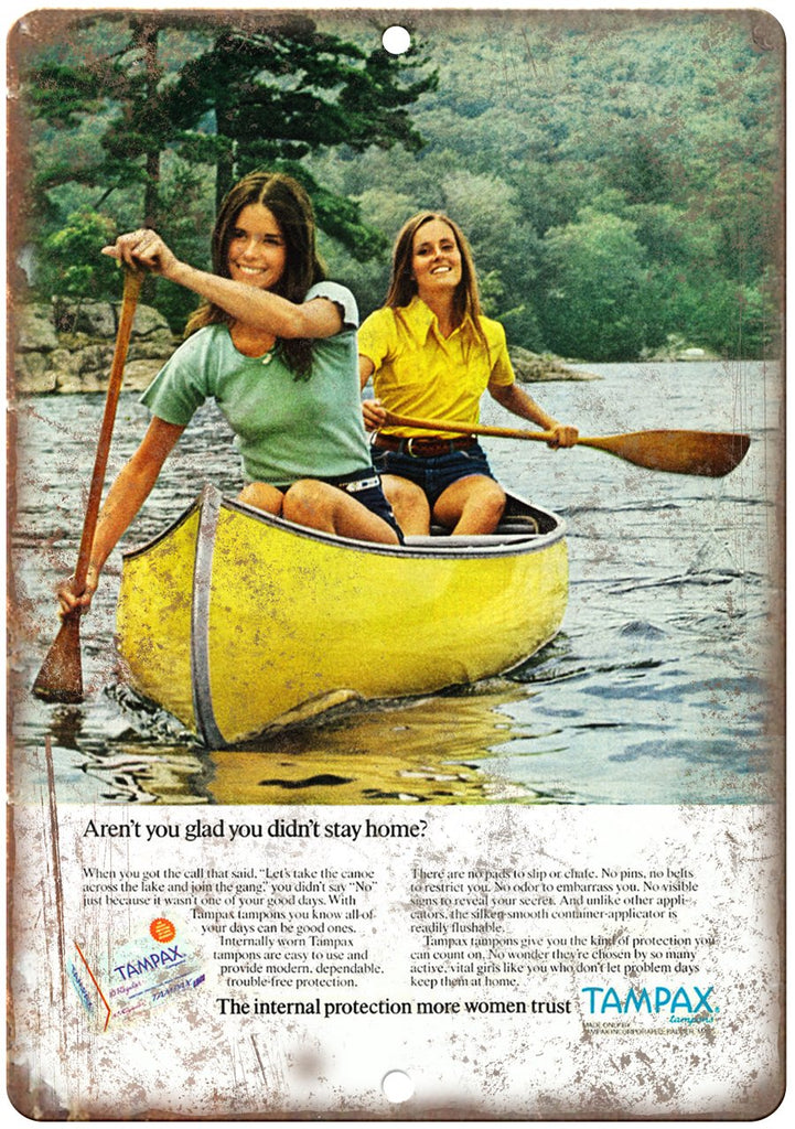 Tampax Boating Vintage Ad Metal Sign