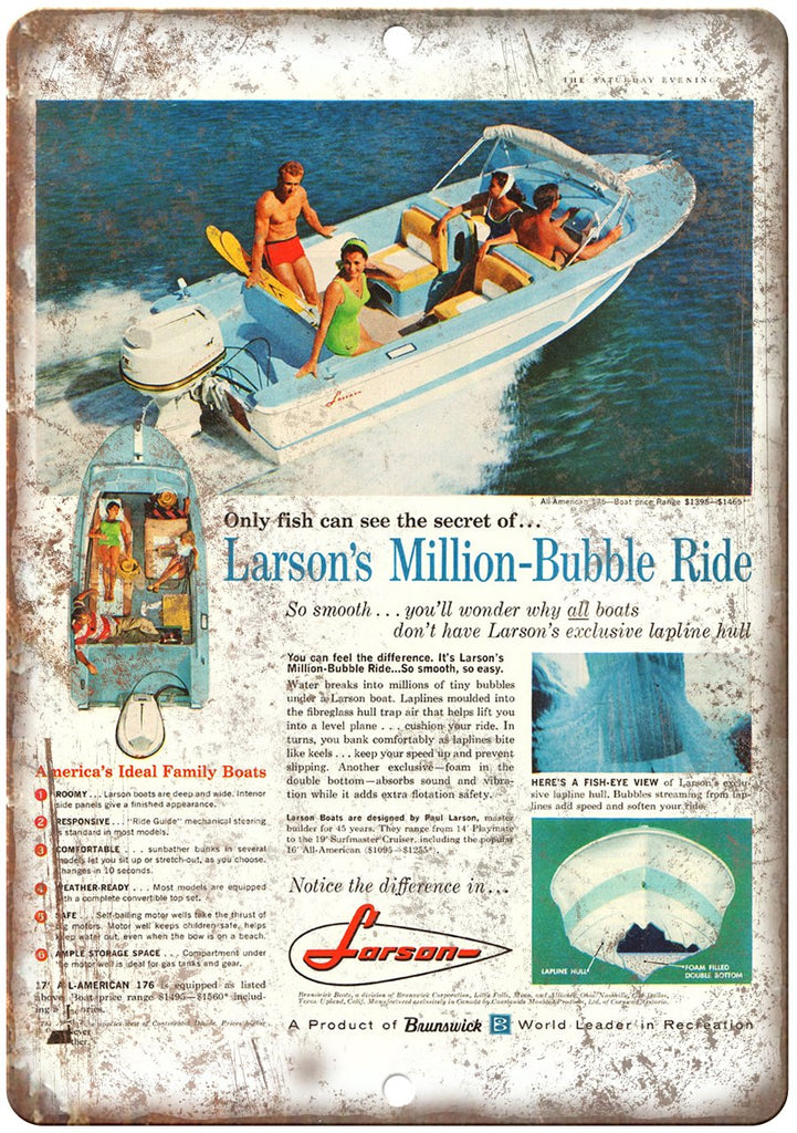 Larson Boating Vintage Ad Metal Sign
