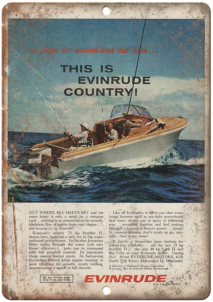 Envinrude Boating Vintage Ad Metal Sign