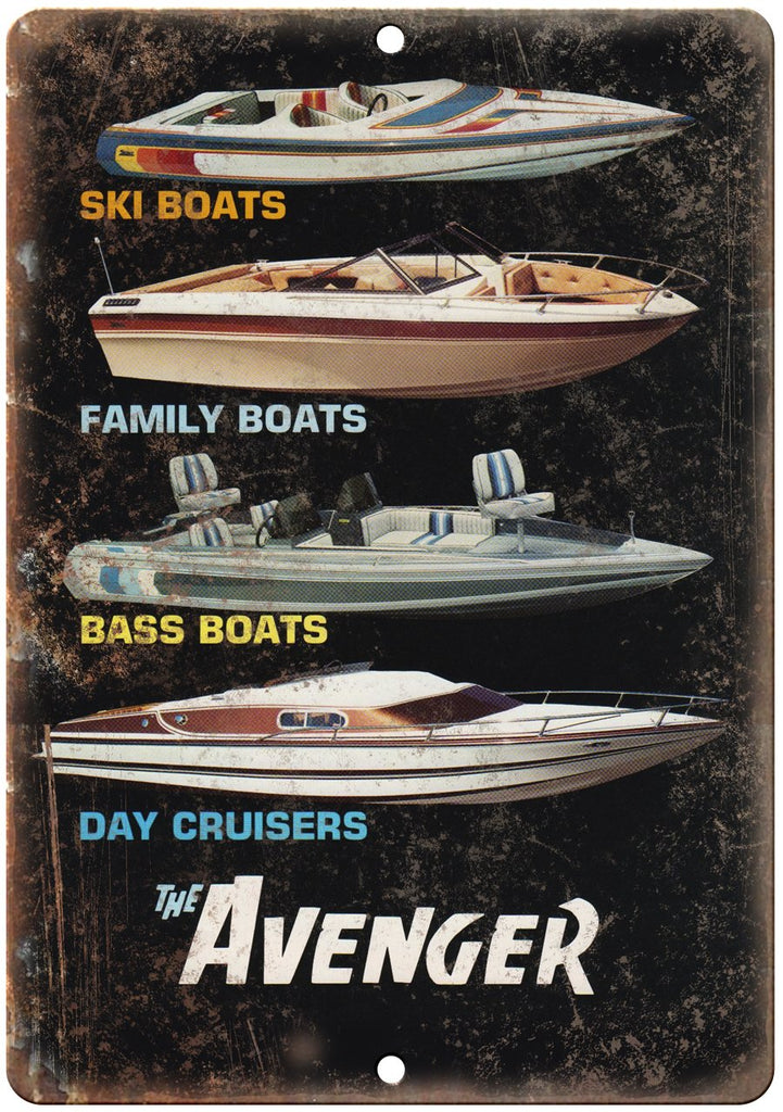 The Avenger Boating Ad Metal Sign