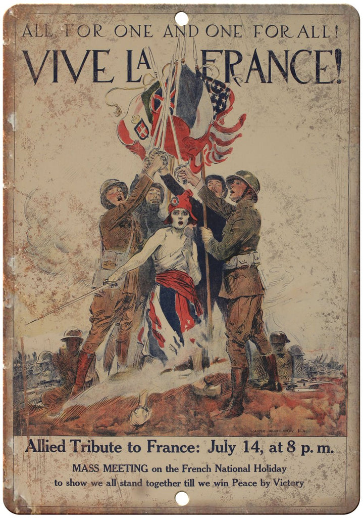 Vive La France Vintage War Poster Art Metal Sign