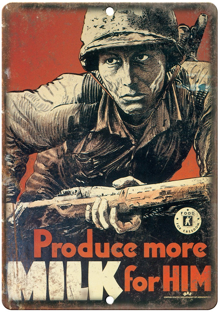 Product More Milk Vintage War Poster Metal Sign