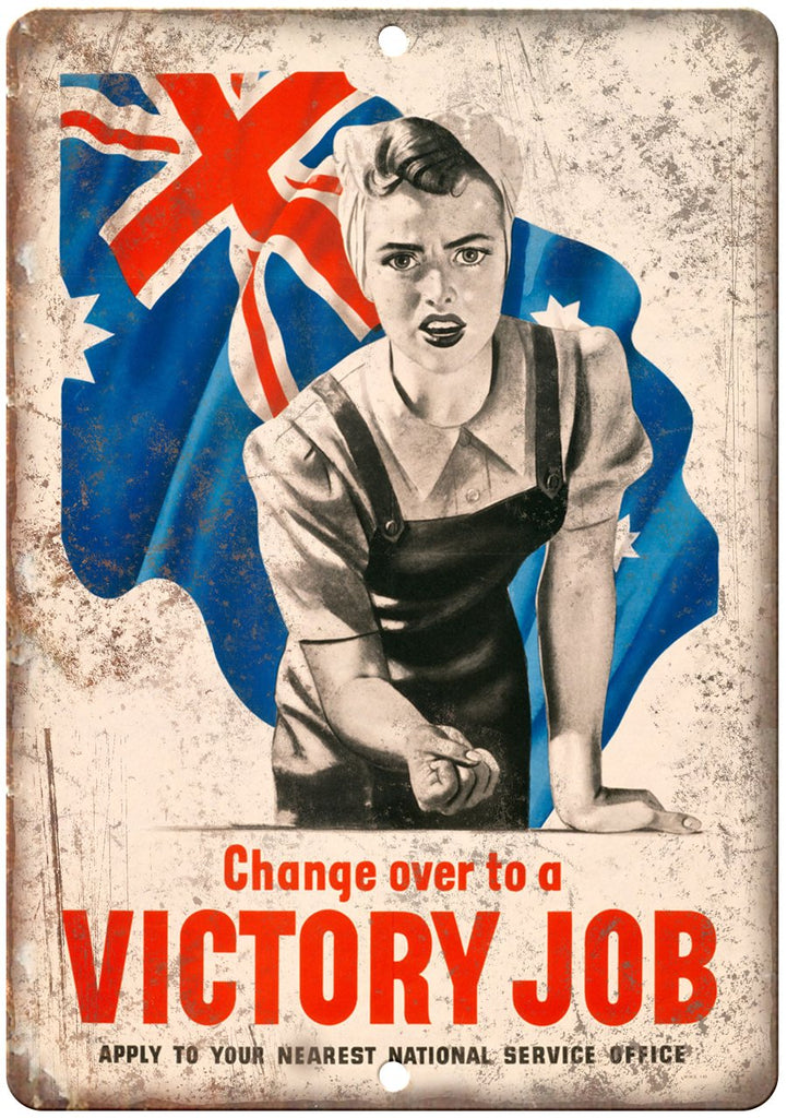 Change Over to a Victory Job Military Metal Sign