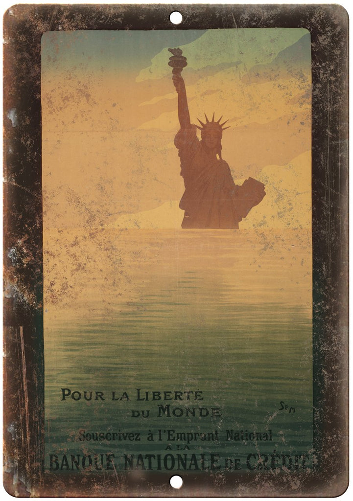 Statue of Liberty Banque Nationale Credit Metal Sign