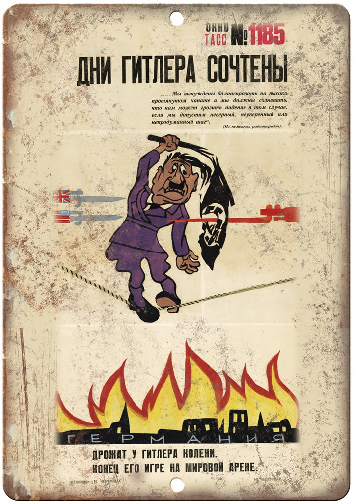 Russian Anti Hitler Propaganda Poster Metal Sign