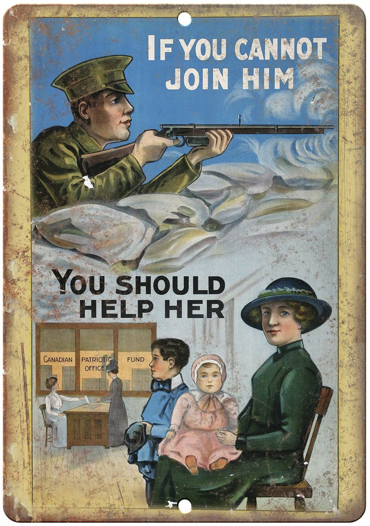 Vintage Canadian Military Poster Art Metal Sign