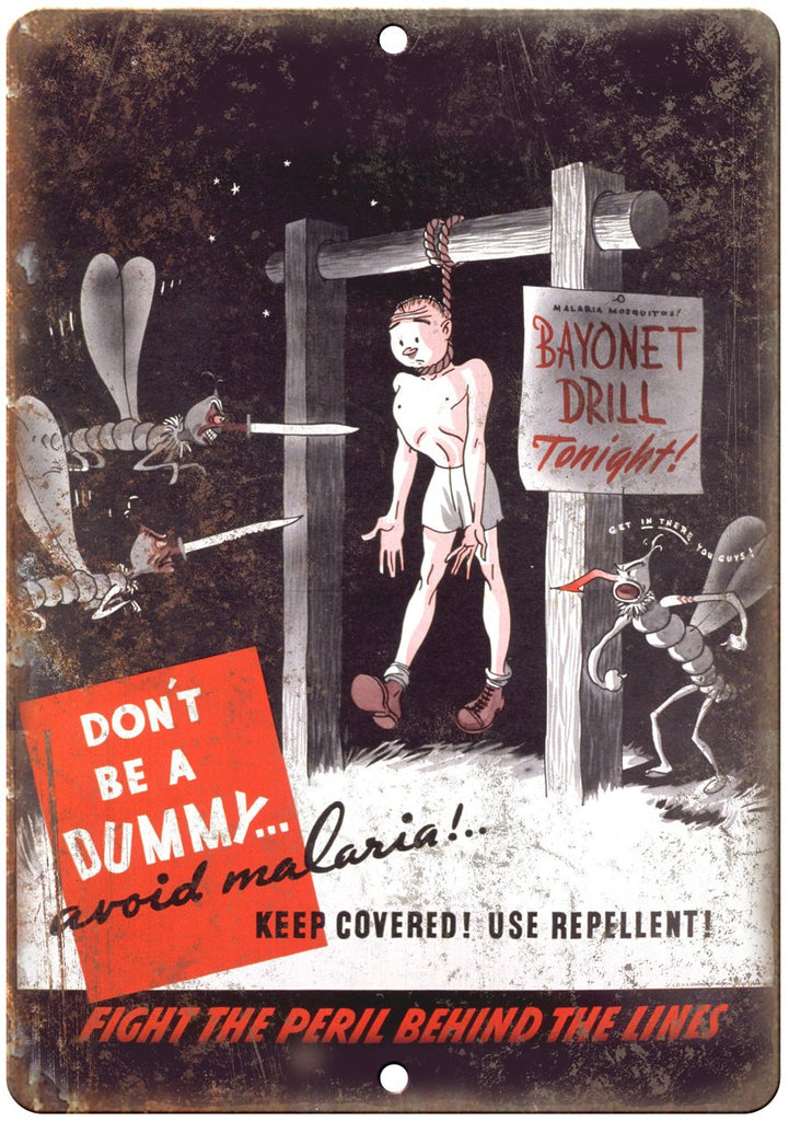 Bayonet Avoid Malaria Military Poster Metal Sign