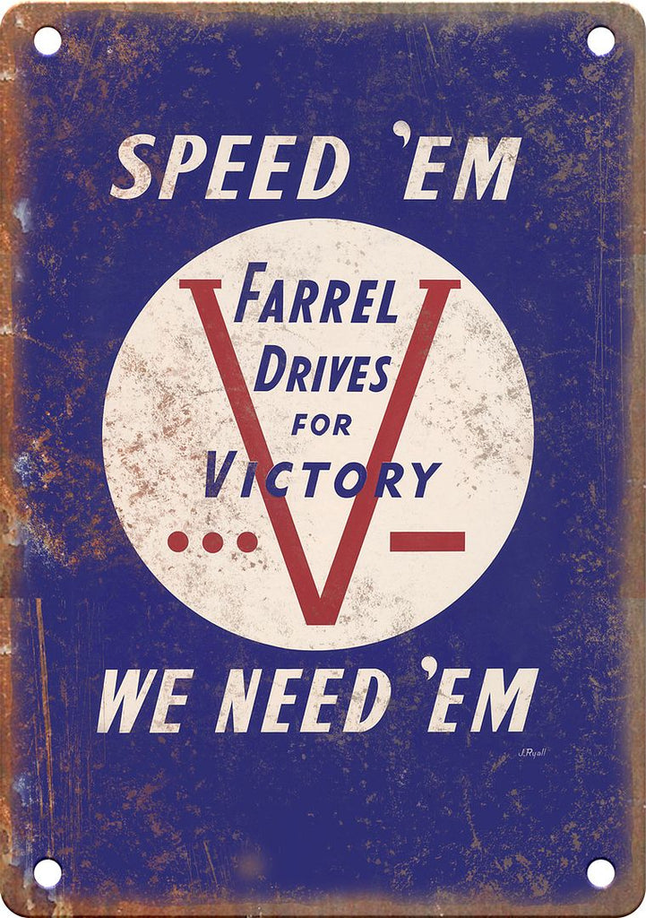 Drives for Victory WWII Propaganda Poster Reproduction Metal Sign